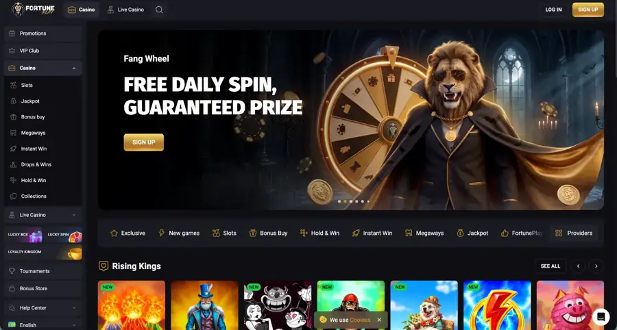 Screenshot del sito di Fortune Play
