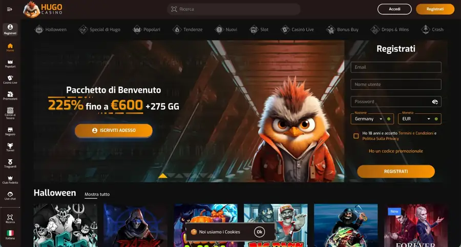 Screenshot del sito di Hugo