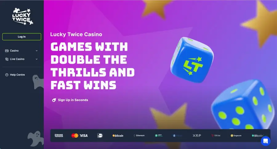 Screenshot del sito di Lucky Twice